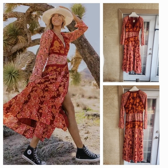 New Free People Tilda Wrap Dress Femme Combo - Picture 1 of 11